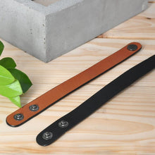 Load image into Gallery viewer, Minimal genuine leather wrist bands - set of 2 (black+ Tan Brown)-Mens Accessories-Claymango.com

