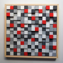Load image into Gallery viewer, Gradient gray and Red colour Modern Wooden pixel Wall sculpture.-Home Décor-Claymango.com
