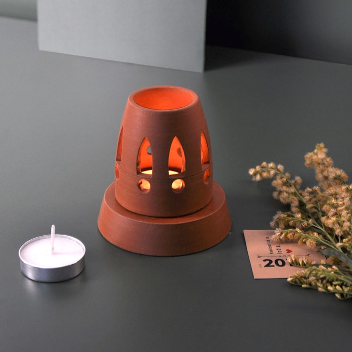 ARDHA handcrafted terracotta Tealight lamp (minimal & Contemporary) for your study table, dining table, side table from Festive collection-Terracotta-Claymango.com