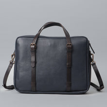 Load image into Gallery viewer, navy leather Office briefcase 
