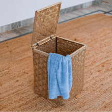 Load image into Gallery viewer, Sahara Upcycled Plastic Laundry Basket - Sirohi - colour_beige, Colour_Gold, Purpose_Storage, Rope Material_Natural Jute Fibre, Rope Material_Plastic Waste
