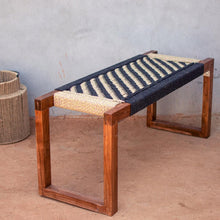 Load image into Gallery viewer, Sadabahar Cotton Wooden Bench - Sirohi.org - Colour_Black, Colour_Cream, Colour_Multi-Colour, Purpose_Indoor Seating, Purpose_Outdoor Seating, Rope Material_Natural Jute Fibre, Rope Material_Textile Waste
