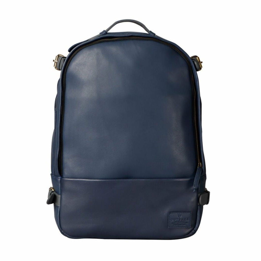 Navy Leather laptop backpack
