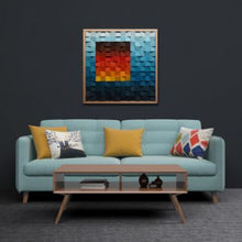 Load image into Gallery viewer, Gradient colour of sky and sunset Modern Wooden pixel Wall sculpture.-Home Décor-Claymango.com
