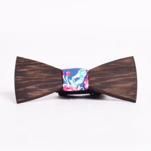Load image into Gallery viewer, Sleek Full Triangle blue floral Wooden Bowtie Pocket Square - TFC1P11-Mens Accessories-Claymango.com
