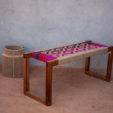 Load image into Gallery viewer, Bela Jute &amp; Textile Wooden Bench - Modern Style (Detachable legs)
