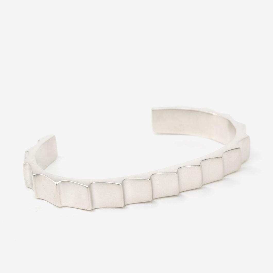 Level Cuff - Satin Silver - Medium (Fits from 7 - 7.5 inch), Large (Fits from 7.5 - 8 inch)-Mens Accessories-Claymango.com