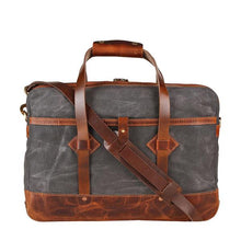 Load image into Gallery viewer, Adventure Briefcase 15 inches (Charcoal Grey) waxed canvas Briefcase from Premium series with lifetime repair Warranty-Bags-Claymango.com
