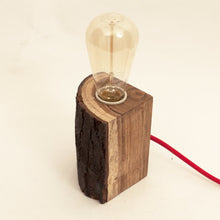 Load image into Gallery viewer, Natural wood triangle cut out Table top Lamp + Edison bulb-Lamp-Claymango.com
