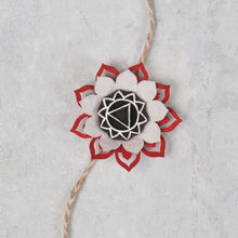 Load image into Gallery viewer, Handcrafted Mandala Block Rakhi from Bloom Collection - (Red &amp; White)-Rakhi-Claymango.com
