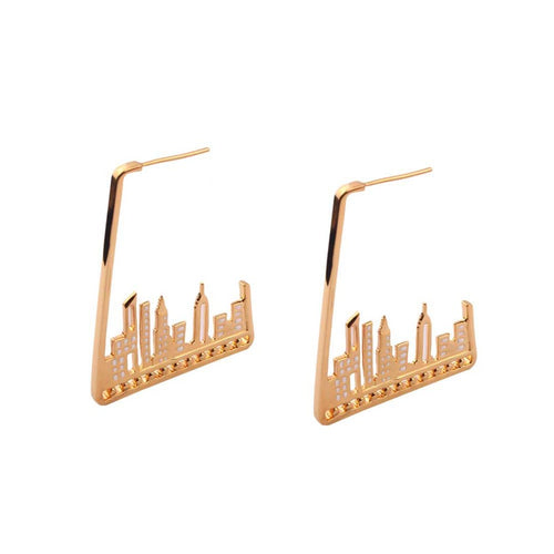 CITY SKYLINE sterlling earings - GOLD PLATED-Jewellery-Claymango.com