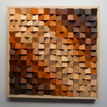 Load image into Gallery viewer, Natural oil and multicolour stain Gradient Modern Wooden pixel Wall sculpture.-Home Décor-Claymango.com
