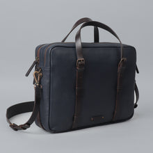 Load image into Gallery viewer, Navy leather briefcase for men

