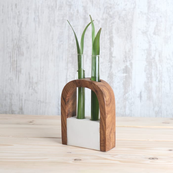 Minima Wood and Marble table top/wall hanging planter v2-Home Décor-Claymango.com