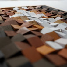 Load image into Gallery viewer, Brown and white colour combination Modern Wooden pixel Wall sculpture, Abstract wood painting wall artworks-Home Décor-Claymango.com
