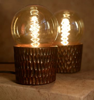Round lamp hand carved with jumbo bulb-lamp-Claymango.com