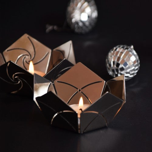 Tealight holder - Arc - Stainless Steel - Set Of Two-Home Décor-Claymango.com