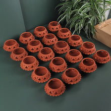 Load image into Gallery viewer, DVI - Set of 20,40,60 &amp;100 - Handcrafted terracotta Tealight lamp for your study table, dining table, side table from Festive collection - Festive + All season ( Tealight candles also included )-Terracotta-Claymango.com
