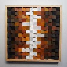 Load image into Gallery viewer, Brown and white colour combination Modern Wooden pixel Wall sculpture, Abstract wood painting wall artworks-Home Décor-Claymango.com
