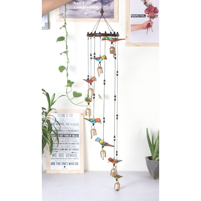 Mobile bird wind chimes with bells from chidaiya collection-Home Décor-Claymango.com