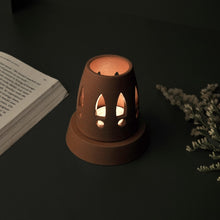 Load image into Gallery viewer, ARDHA handcrafted terracotta Tealight lamp (minimal &amp; Contemporary) for your study table, dining table, side table from Festive collection-Terracotta-Claymango.com
