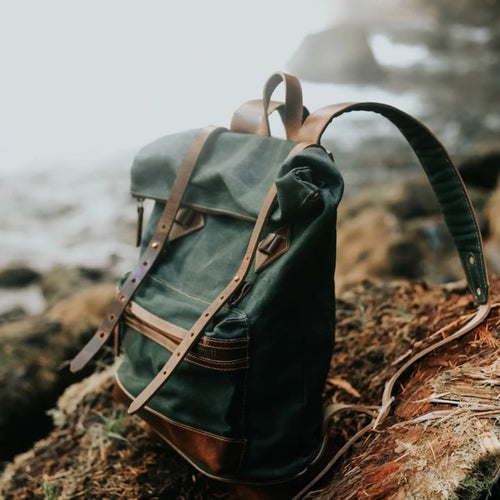 Adventure Roll top Backpack (Forest Green)-Bags-Claymango.com