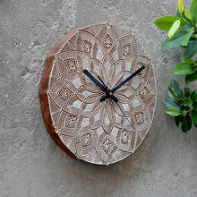 Load image into Gallery viewer, UNIQUE HANDCARVED WOODEN BLOCK WALL CLOCK for home ,Office ,Kitchen ,Bedroom- wooden box gift ready pack-Gift Box-Claymango.com
