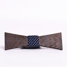 Load image into Gallery viewer, triangle full blue dots Wooden Bowtie Pocket Square - TFC1P11-Mens Accessories-Claymango.com
