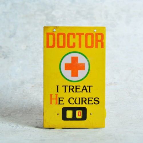 Tin placard old 90's print - Doctor treats-Antiques-Claymango.com