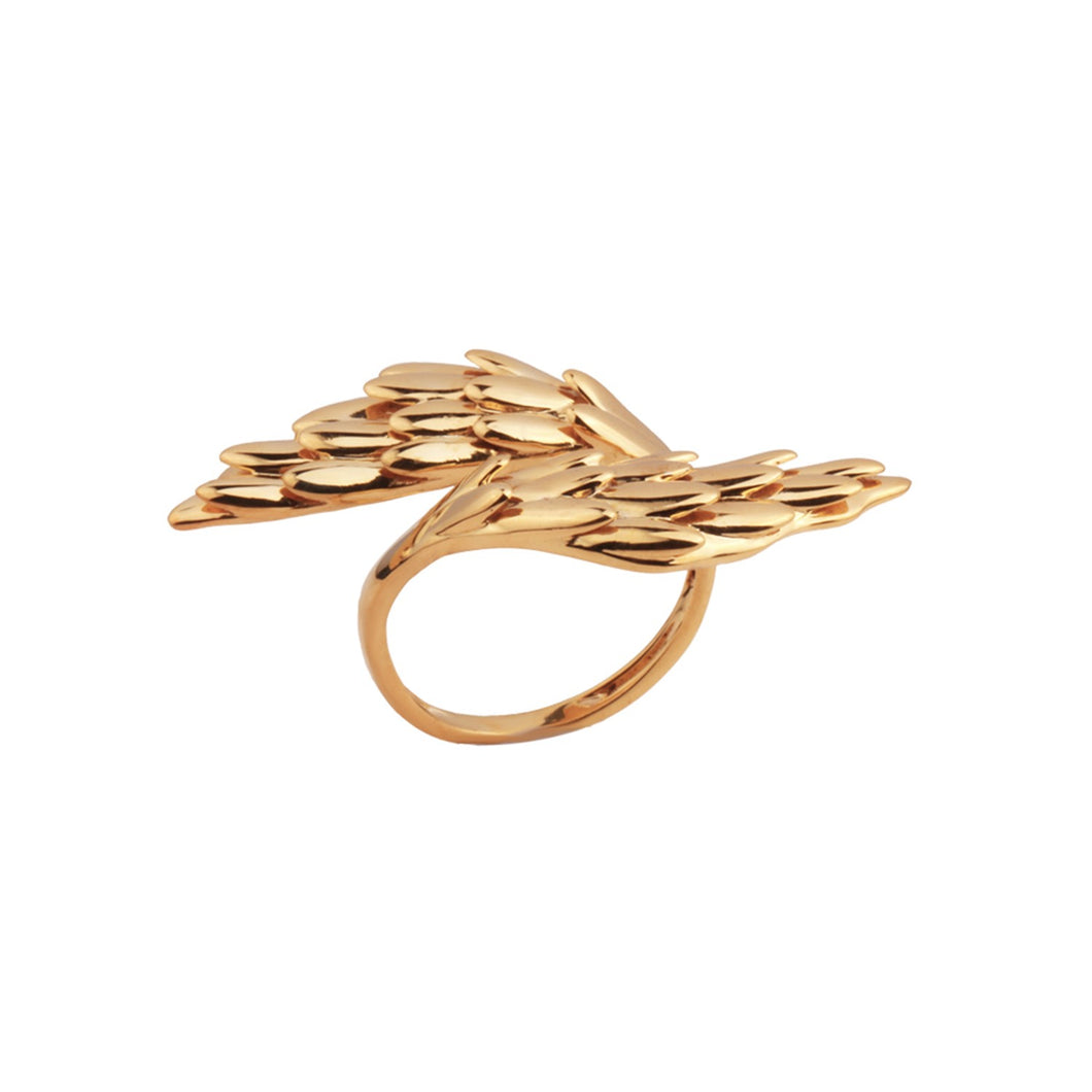 FLYING HIGH sterlling silver ring - GOLD PLATED-Jewellery-Claymango.com