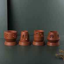 Load image into Gallery viewer, SET OF 4 - Handcrafted terracotta Tealight lamp (minimal &amp; Contemporary) for your study table, dining table, side table from Festive collection-Terracotta-Claymango.com
