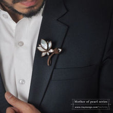 Load image into Gallery viewer, Blooming Lotus Brooch from mother of pearl series - 9 mop inlays-Mens Accessories-Claymango.com
