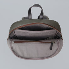 Load image into Gallery viewer, green leather laptop backpack
