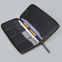 Load image into Gallery viewer, Black cheque Book Leather wallet.
