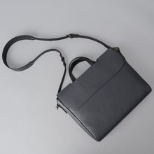 Load image into Gallery viewer, Grey leather briefcase for women
