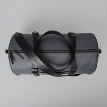 Load image into Gallery viewer, grey leather gym duffle bag

