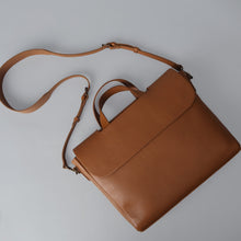 Load image into Gallery viewer, Tan leather briefcase for women
