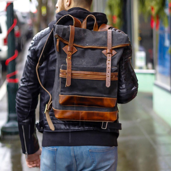 Adventure Roll top Backpack (Deep Black)-Bags-Claymango.com
