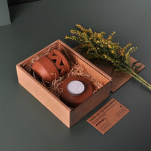 Load image into Gallery viewer, SAMARA - GIFT PACK handcrafted terracotta Tealight lamp (minimal &amp; Contemporary) for your study table, dining table, side table from Festive collection-Terracotta-Claymango.com
