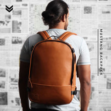 Load image into Gallery viewer, Tan leather backpack for men
