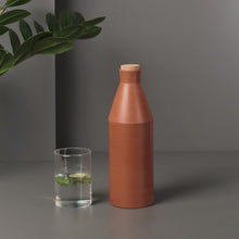 Load image into Gallery viewer, Modern HandmadeTerracotta Earthen Clay Bottle - 800ml with cork from design meets tradition collection.-Terracotta-Claymango.com
