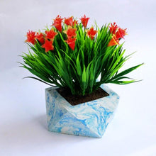 Load image into Gallery viewer, Paradox Origami Blue/White Cement Planter/Vase/Flower Pot/Home Decor-Home Décor-Claymango.com
