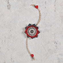 Load image into Gallery viewer, Handcrafted Mandala Block Rakhi from Bloom Collection - (Red &amp; Grey)-Rakhi-Claymango.com
