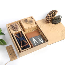Load image into Gallery viewer, Assorted Gift hamper from Twofolds - 1 Lion brooch + 1 Lion cufflinks + 1 Best man&#39;s Bowtie and a Ikat wallet-Gift Box-Claymango.com
