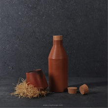Load image into Gallery viewer, Handmade Minima Terracotta clay 500ml bottle single piece with cork and wooden lid-Terracotta-Claymango.com
