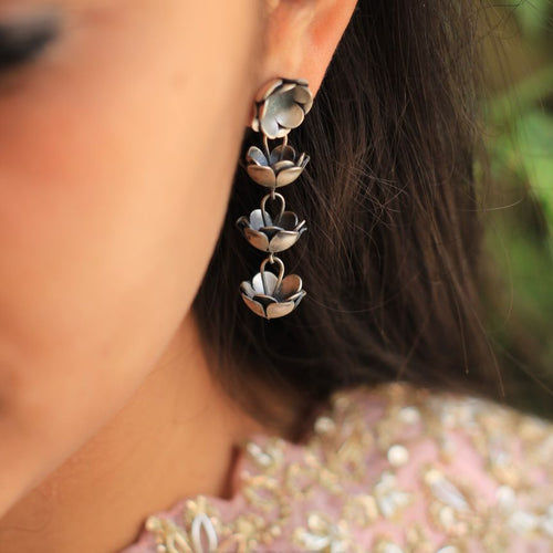 Qurbat Flora Layered Earrings - 92.5 Sterling Silver-Jewellery-Claymango.com