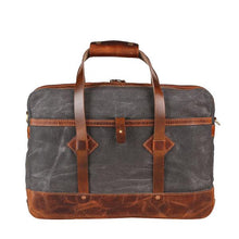 Load image into Gallery viewer, Adventure Briefcase 15 inches (Charcoal Grey) waxed canvas Briefcase from Premium series with lifetime repair Warranty-Bags-Claymango.com
