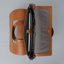 Load image into Gallery viewer, Tan leather laptop briefcase

