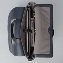 Load image into Gallery viewer, Navy leather laptop briefcase
