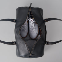 Load image into Gallery viewer, black leather gym duffle bag for men
